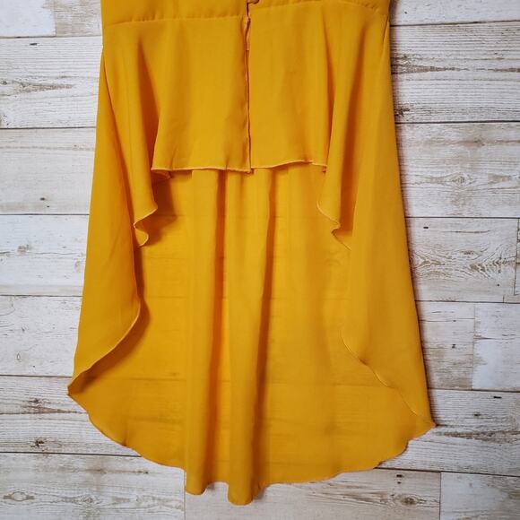 Flowy Fairy Tunic Agaci Mustard Vest Shirt Dress High Low Hem Boho Womens Small - Picture 2 of 10